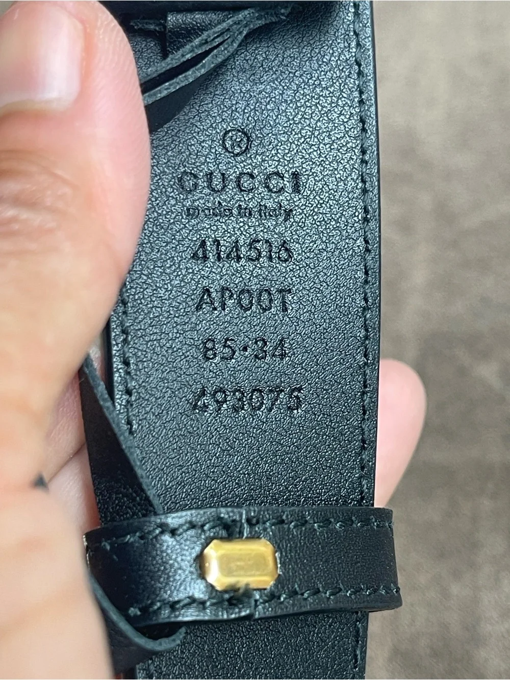 Gucci Black Leather Belt with Gold Interlocking G Buckle